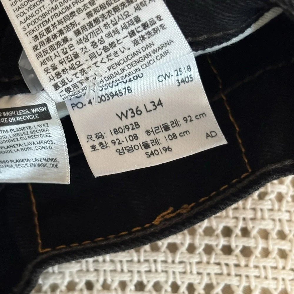 Levi's 505 Jeans Men's 36x34 Black Denim Relaxed Fit Straight Leg Y2K Vintage